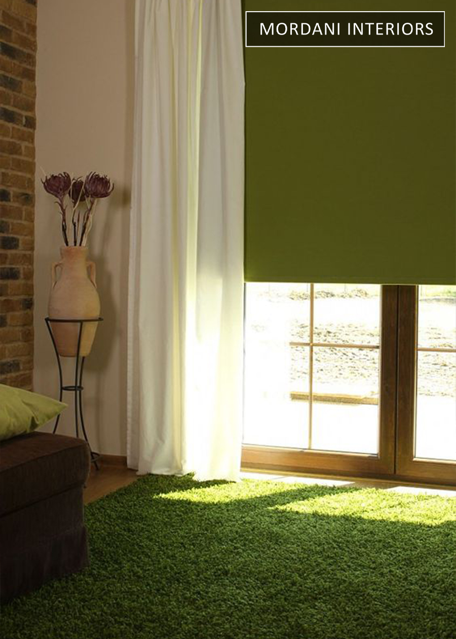 Techno Fab Moss Green Blackout Window Roller Blinds 